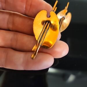 Vintage Renoir Signed Copper Artist Palette Clip On Earrings 2"